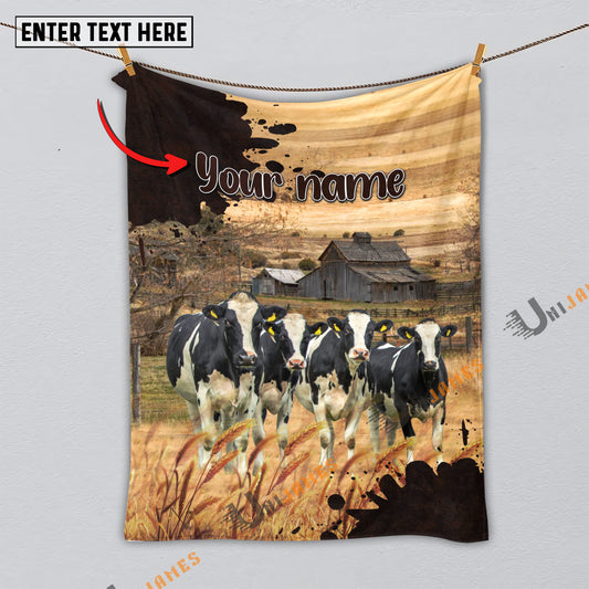 Uni Personalized Name Diligent Holstein Blanket