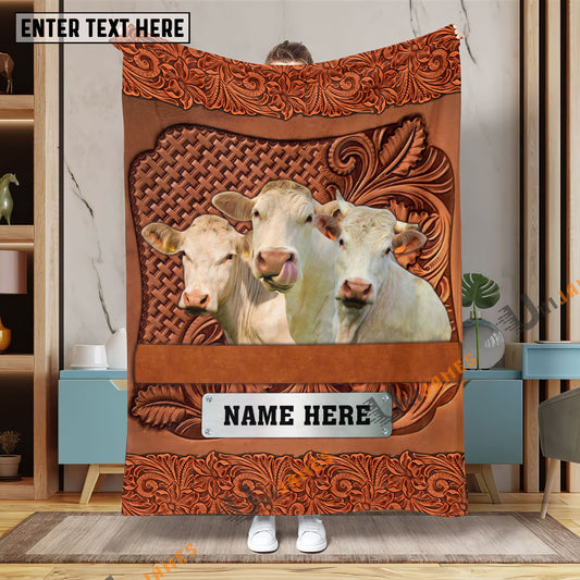 Uni Charolais Cattle Farming Life Personalized Name Blanket