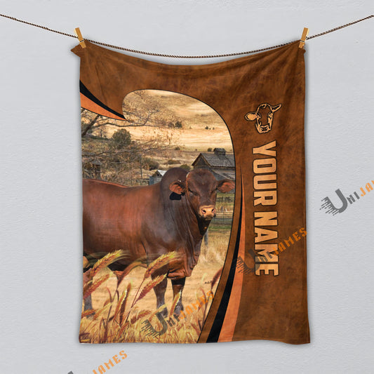 Uni Personalized Name Beefmaster Premium Brown Pattern 3D Blanket