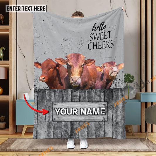 Uni Personalized Name Beefmaster Hello Sweet Cheeks Pattern Blanket