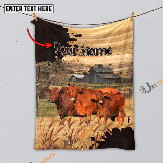 Uni Personalized Name Diligent Red Angus Blanket