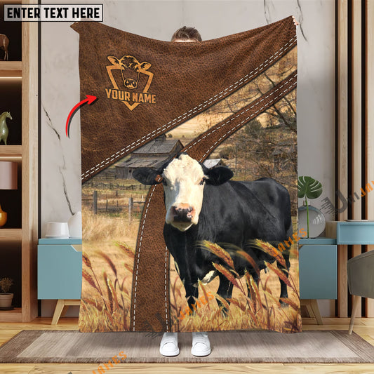 Uni Personalized Name Black Baldy Brown Blanket