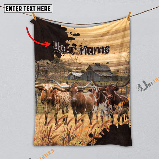 Uni Personalized Name Diligent Texas Longhorn Blanket
