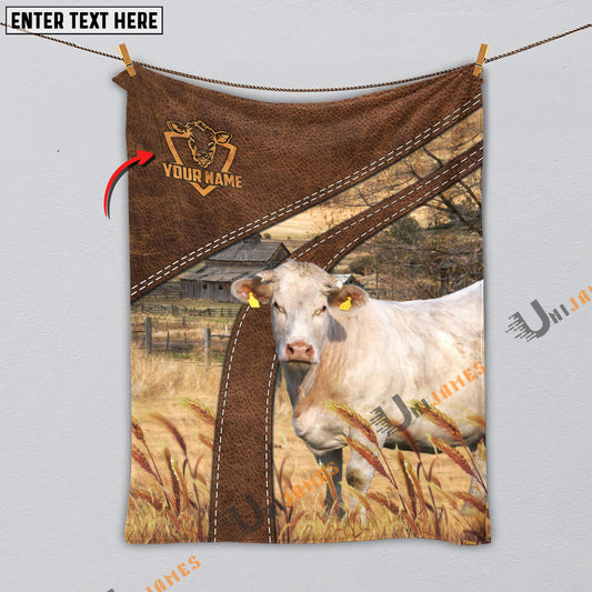 Uni Personalized Name Charolais Brown Blanket