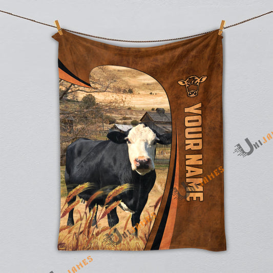 Uni Personalized Name Black Baldy Premium Brown Pattern 3D Blanket