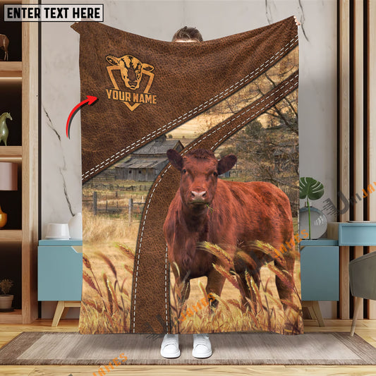 Uni Personalized Name Red Angus Brown Blanket
