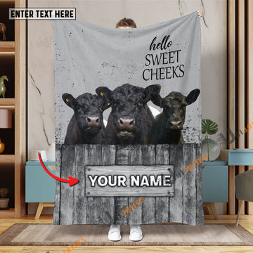 Uni Personalized Name Belted Galloway Hello Sweet Cheeks Pattern Blanket