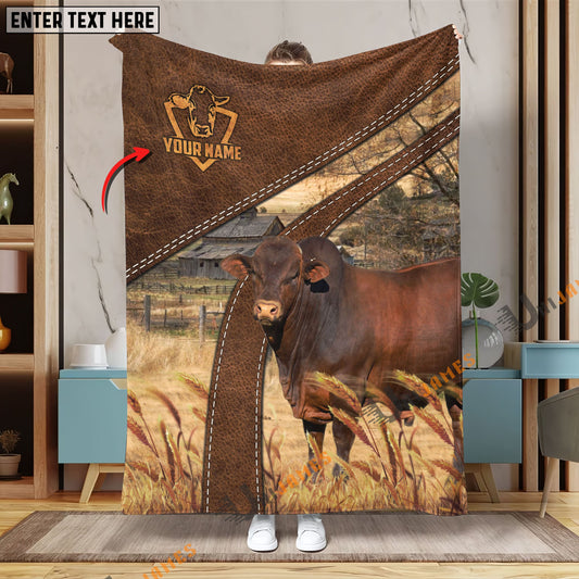 Uni Personalized Name Beefmaster Brown Blanket