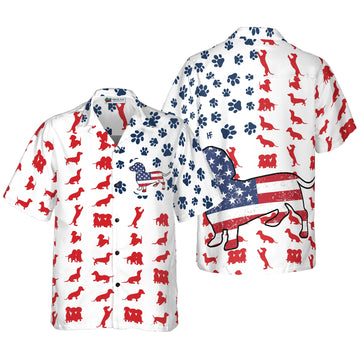 UniJames Dachshund American Flag Hawaiian Shirt