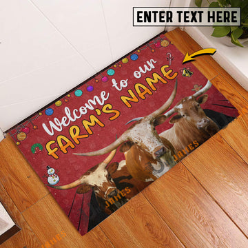 Uni Texas Longhorn Christmas Custom Name Doormat