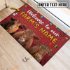 Uni Red Angus Christmas Custom Name Doormat