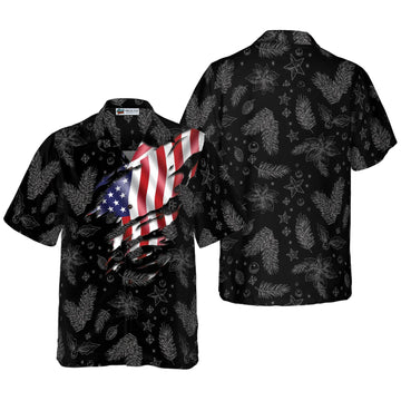 UniJames Hyperfavor Christmas Hawaiian Shirts, Chritmas USA Flag Pattern Shirt Short Sleeve, Christmas Shirt Idea Gift For Men And Women
