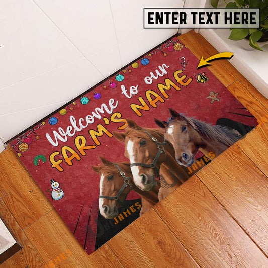 Uni Horse Christmas Custom Name Doormat