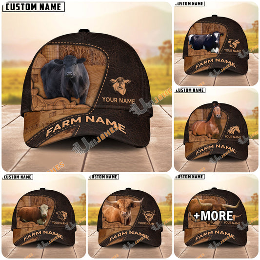 Unijames Leather Pattern Personalized Name & Farm Name Cattle Cap