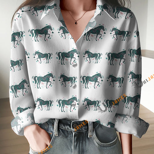 Unique Funky Floral Horse Casual Shirt