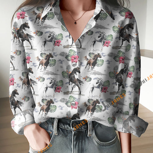 Unique Horse Aloha Pattern Casual Shirt