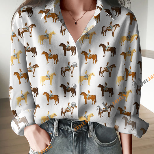 Unique Cowgirl On Horse Casual Shirt