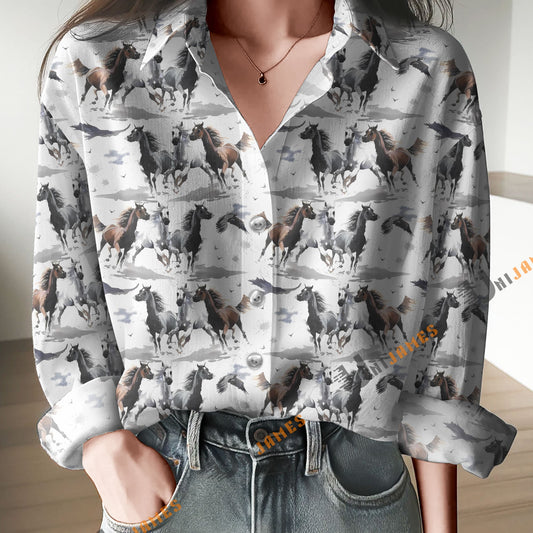Unique 3 Horses Watercolor Art Casual Shirt