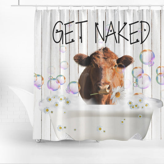 Uni Red Angus Get Naked Daisy Shower Curtain