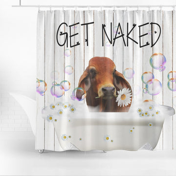 Uni Red Brahman Get Naked Daisy Shower Curtain