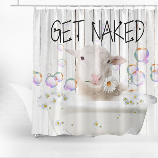 Uni Sheep Get Naked Daisy Shower Curtain