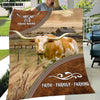 Uni Personalized Name Texas Longhorn Faith Family Farming Blanket