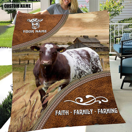 Uni Personalized Name Shorthorn Faith Family Farming Blanket