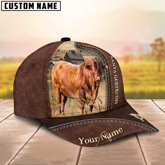 Uni Santa Gertrudis Cattle Customized Name Leather Pattern Cap