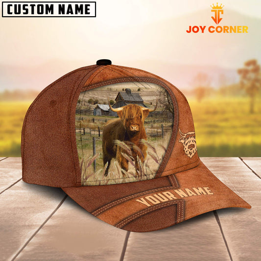 Uni Highland Customized Name Brown Leather Pattern Cap