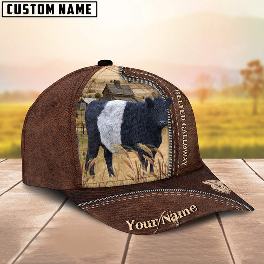Uni Belted Galloway Customized Name Leather Pattern Cap