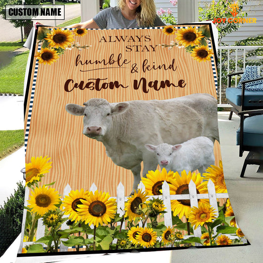 Uni Charolais Custom Name - Always Stay Humble and Kind Blanket