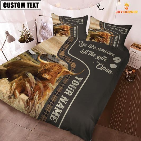 Uni Highland Cattle Like Someone Left The Gate Open Customized Name 3D Bedding Set