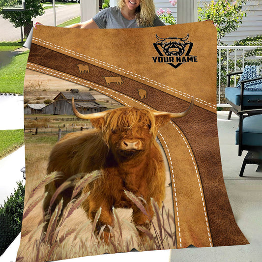 Uni Highland Cattle Custom Name Blanket Collection