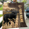 Uni Personalized Name Black Angus Leather Pattern Blanket