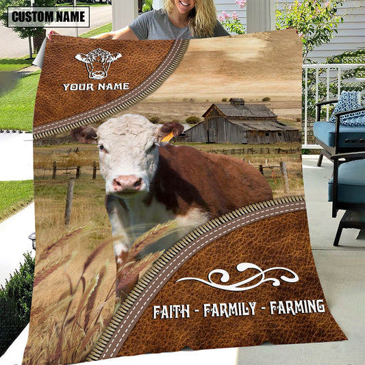 Uni Personalized Name Hereford. Faith Family Farming Blanket