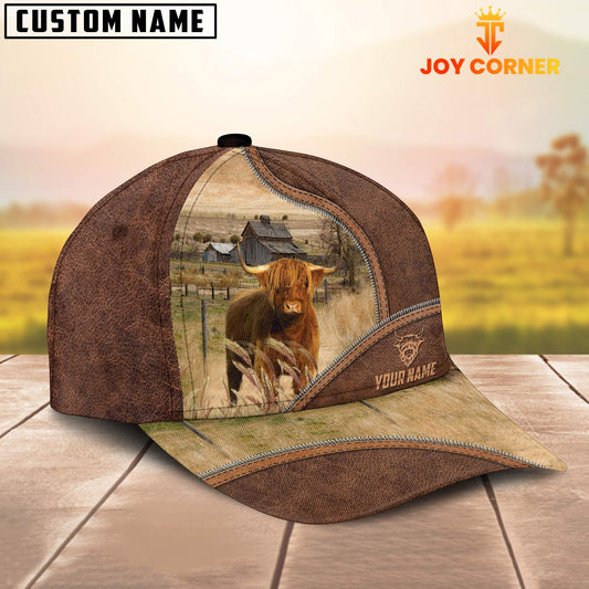 Uni Highland Zipper Leather Pattern Customized Name Cap