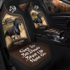 Uni Black Horse Personalized Name Black And Brown Leather Pattern Car Seat Covers Universal Fit (2Pcs)