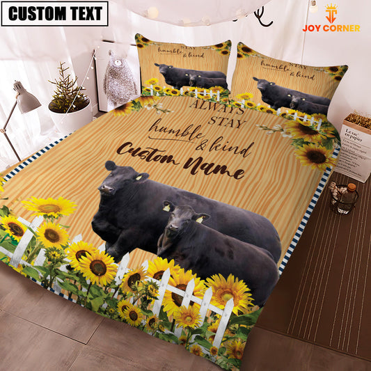 Uni Black Angus Stay Humble And Kind Custom Name Bedding Set