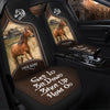 Uni Brown Horse Personalized Name Black And Brown Leather Pattern Car Seat Covers Universal Fit (2Pcs)