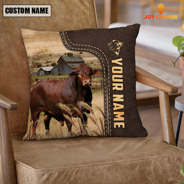 Uni Beefmaster Custom Name Leather Pattern Pillow Case