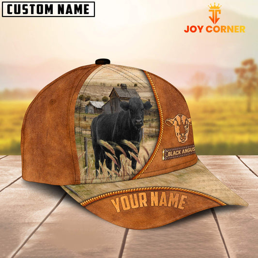 Uni Custom Name Black Angus Leather Pattern Cap TT2