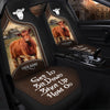 Uni Red Angus Personalized Name Black And Brown Leather Pattern Car Seat Covers Universal Fit (2Pcs)