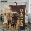 Uni Personalized Name Bison Brown Leather Pattern Blanket