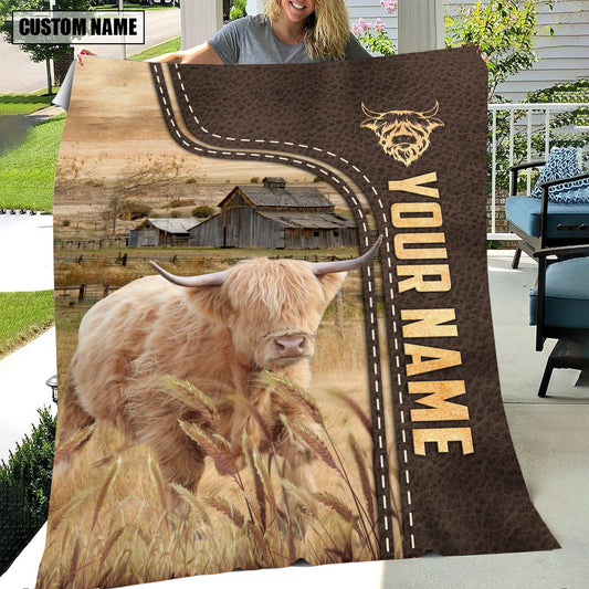 Uni Personalized Name Miniature Highland Leather Pattern Blanket