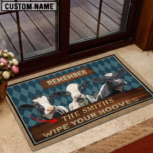 Uni Holstein Wipe Your Hooves Custom Name Doormat