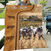 Uni Personalized Brahman Cattle In Field Farmhouse Blanket