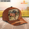 Uni Horse Customized Name Brown Leather Pattern Cap