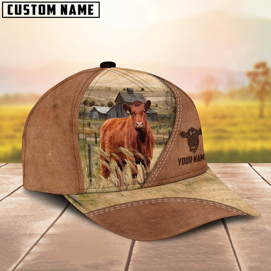 Uni Red Angus Customized Name Brown Cap