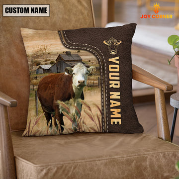Uni Hereford Custom Name Leather Pattern Pillow Case