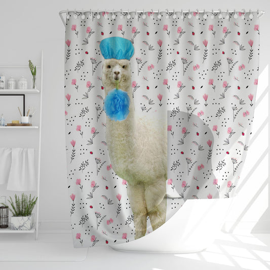 Uni Alpaca Flower 3D Shower Curtain